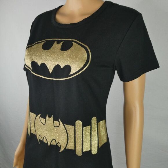 DC Comics Originals Batman Glitter Graphic Logo Belt Cosplay Costume T Shirt Tee - Picture 2 of 11